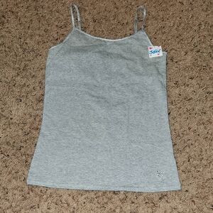 NWT- Justice - Girl's Light Gray Spaghetti Adjustable Strap Tank - Size 12